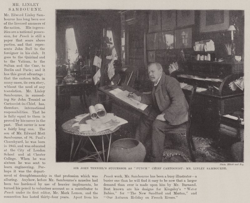 El sucesor de Sir John Tenniel como caricaturista jefe de Punch, Sr. Linley Sambourne de English Photographer