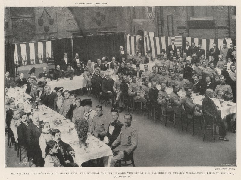 La respuesta de Sir Redvers Buller a sus críticos, el General y Sir Howard Vincent en el almuerzo a los Voluntarios de Rifle de Winchester de la Reina, 10 de octubre de English Photographer