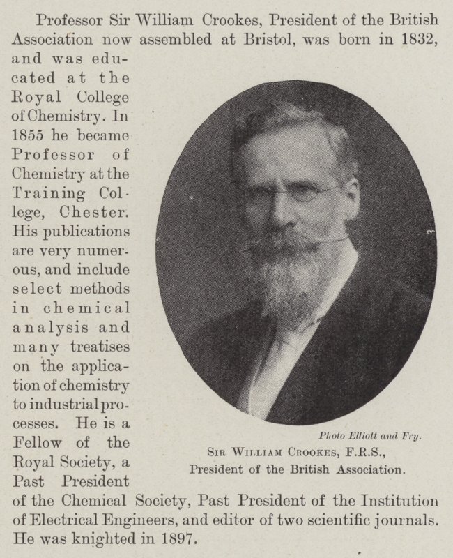 Sir William Crookes, FRS, presidente de la Asociación Británica de English Photographer