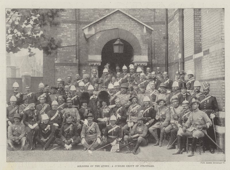 Soldados de la Reina, un grupo de coloniales del Jubileo de English Photographer