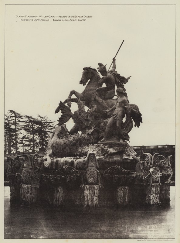 Fuente Sur, Witley Court, La Sede del Conde de Dudley (foto en b/n) de English Photographer