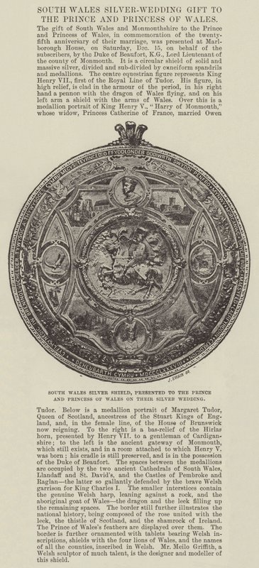 Escudo de plata de Gales del Sur, presentado al Príncipe y la Princesa de Gales en su boda de plata de English Photographer