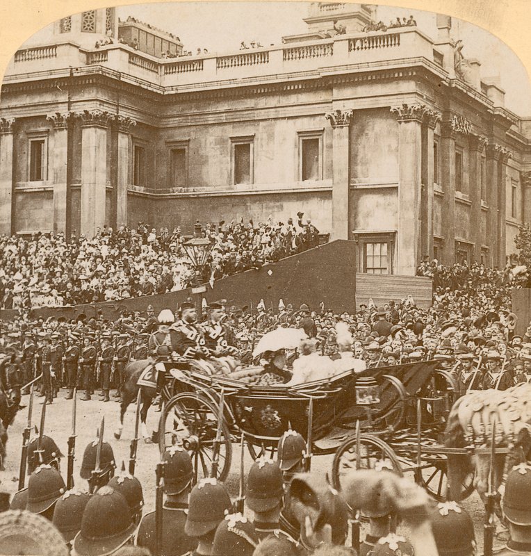 Impresión estereográfica del Jubileo de Diamante de la Reina Victoria de English Photographer