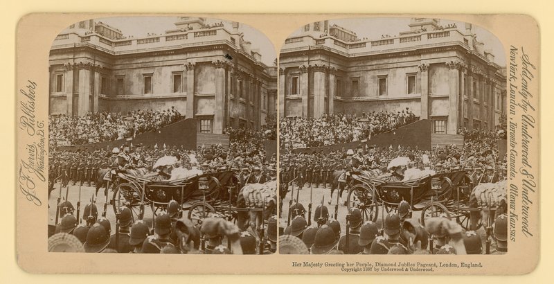 Impresión estereográfica del Jubileo de Diamante de la Reina Victoria de English Photographer