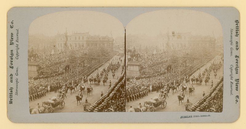 Impresión estereográfica del Jubileo de Diamante de la Reina Victoria de English Photographer