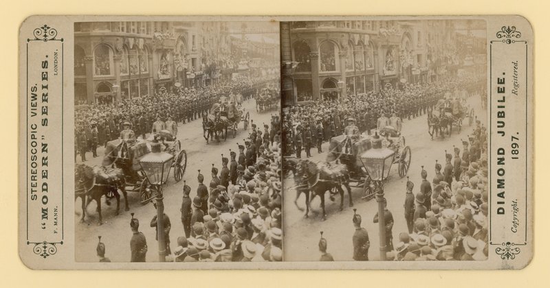 Impresión estereoscópica del Jubileo de Diamante de la Reina Victoria, 28 de junio de 1897 de English Photographer