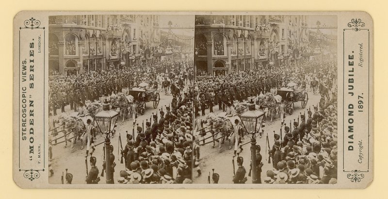 Impresión estereoscópica del Jubileo de Diamante de la Reina Victoria, 28 de junio de 1897 de English Photographer