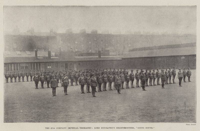 La 67ª Compañía de Yeomanry Imperial, los Tiradores de Lord Dunraven, yendo al sur de English Photographer
