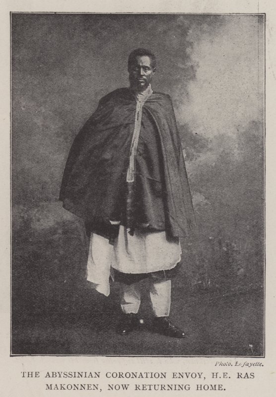 El enviado de la coronación abisinio, HE Ras Makonnen, ahora regresando a casa, 1902 de English Photographer