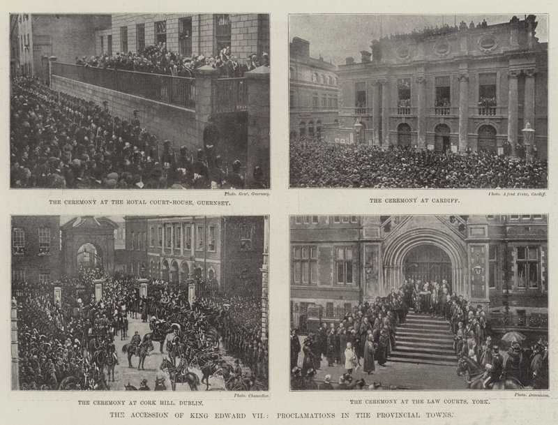 La ascensión del rey Eduardo VII, proclamaciones en las ciudades provinciales de English Photographer