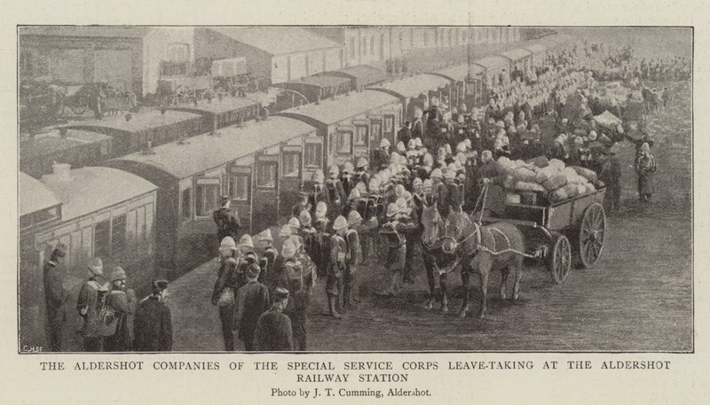 Las Compañías de Aldershot del Cuerpo de Servicio Especial Despedida en la Estación de Ferrocarril de Aldershot de English Photographer