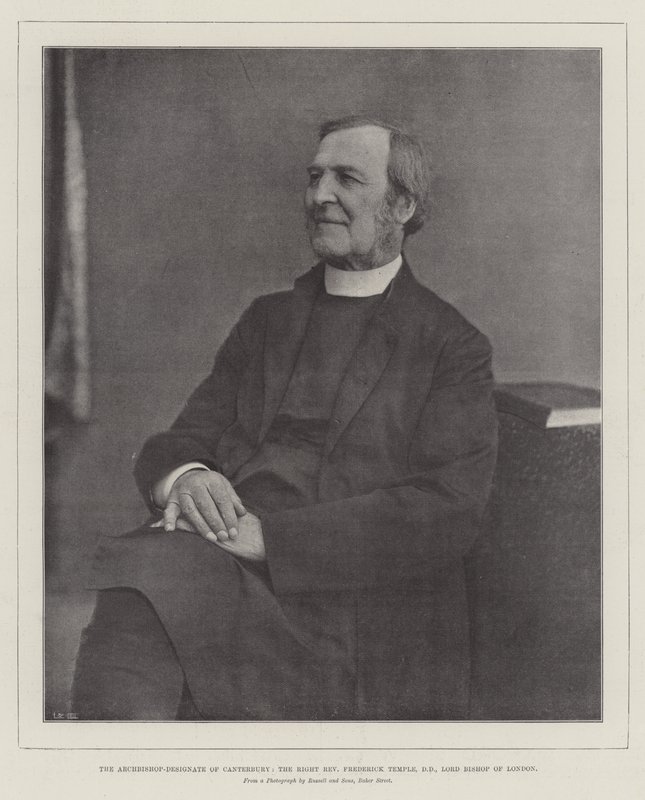 El arzobispo designado de Canterbury, el reverendo Frederick Temple, DD, obispo de Londres de English Photographer