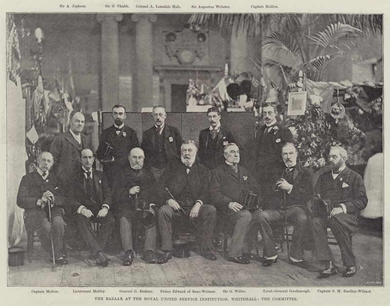 El bazar en la Royal United Service Institution, Whitehall, el comité de English Photographer