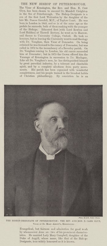 El Obispo Designado de Peterborough, el Reverendo y Honorable E Carr Glyn, Vicario de St Mary Abbotts, Kensington de English Photographer