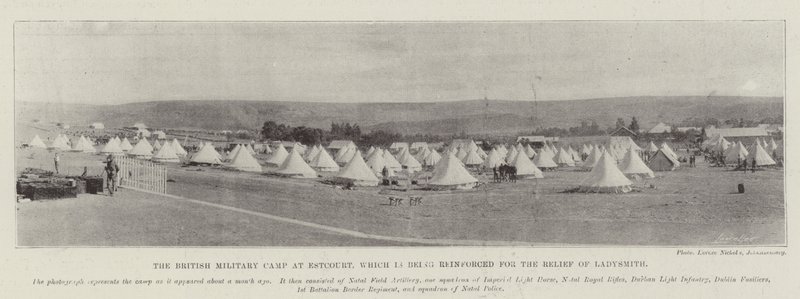 El campamento militar británico en Estcourt, que está siendo reforzado para el alivio de Ladysmith de English Photographer
