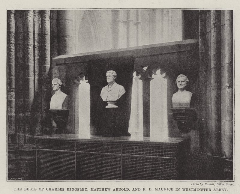 Los bustos de Charles Kingsley, Matthew Arnold y F.D. Maurice en la Abadía de Westminster de English Photographer