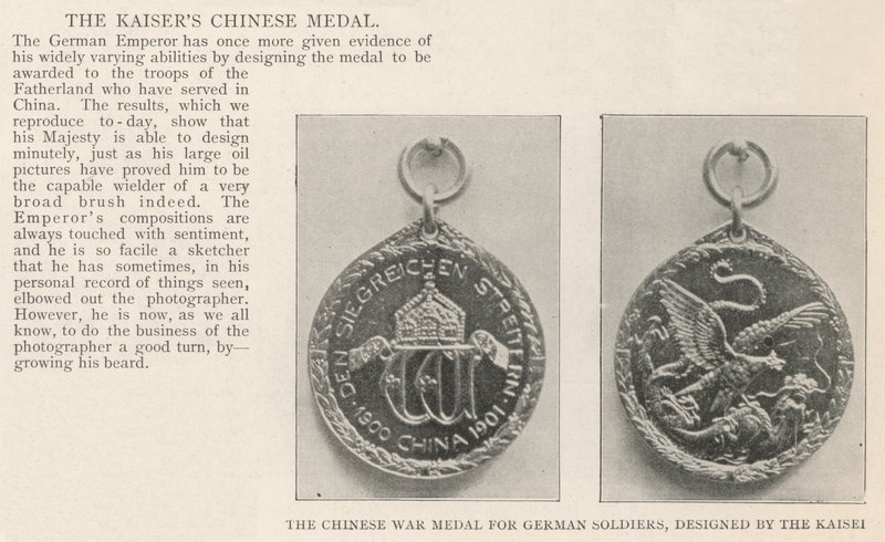 La Medalla de la Guerra China para Soldados Alemanes, Diseñada por el Kaiser de English Photographer
