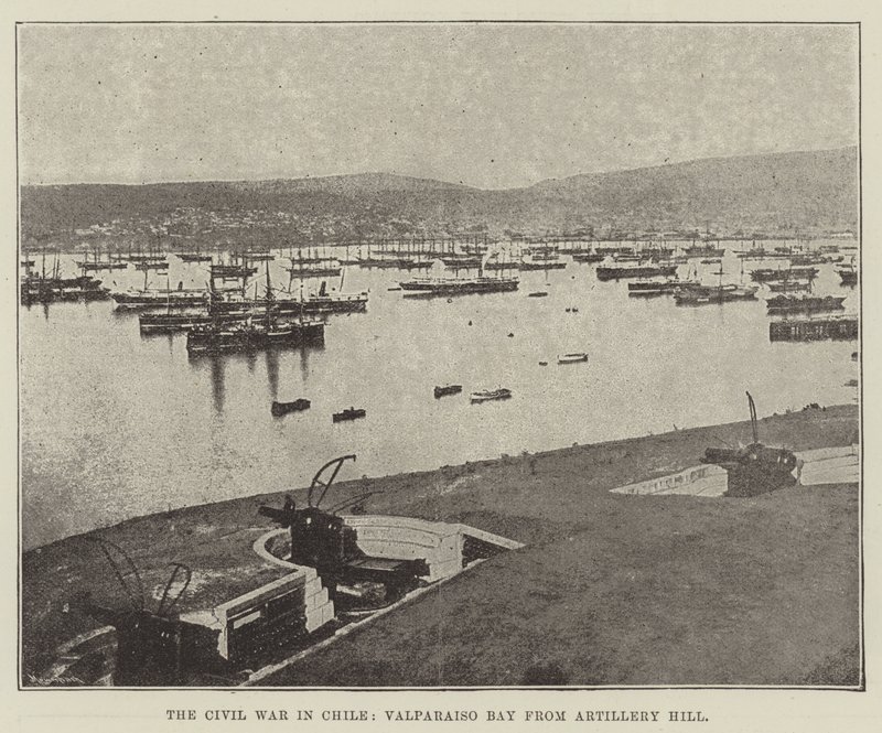 La Guerra Civil en Chile, Bahía de Valparaíso desde la Colina de la Artillería de English Photographer