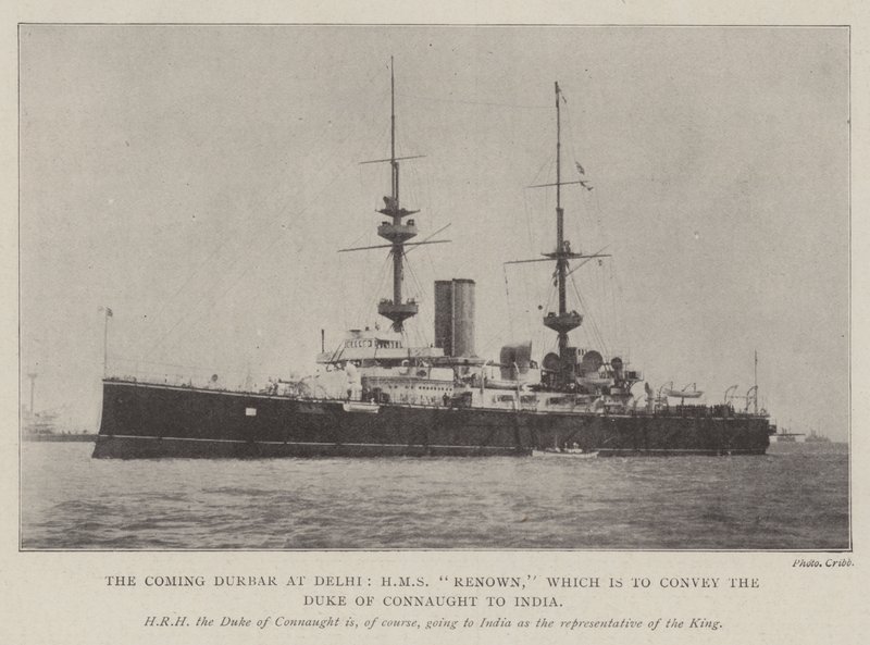 El próximo Durbar en Delhi, HMS Renown, que llevará al duque de Connaught a la India de English Photographer