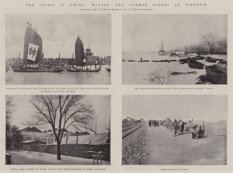 La crisis en China, escenas de invierno y verano en Tientsin de English Photographer