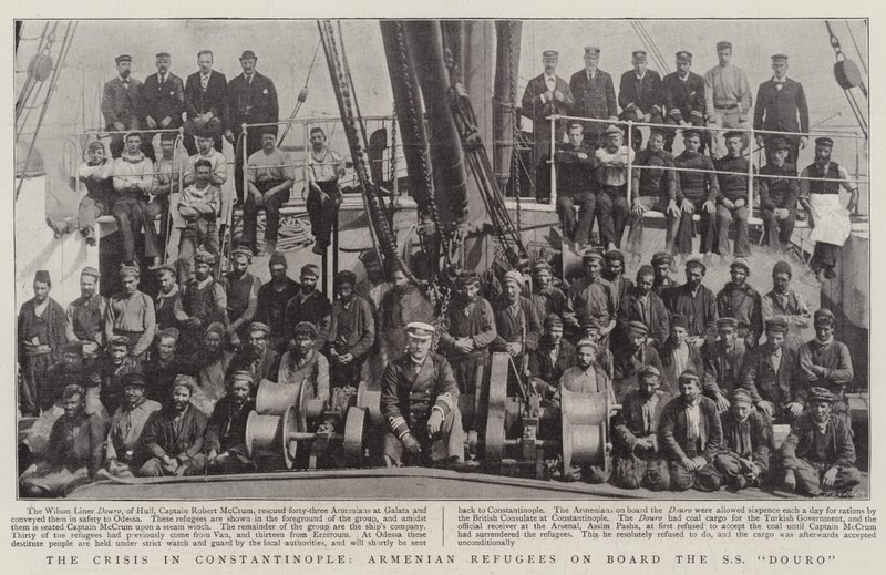 La crisis en Constantinopla, refugiados armenios a bordo del SS Douro de English Photographer