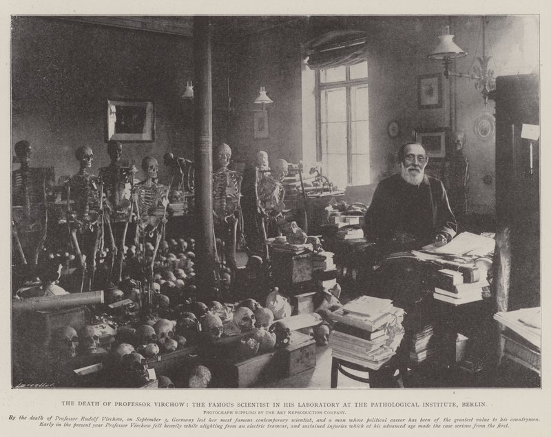 La muerte del profesor Virchow, el famoso científico en su laboratorio en el Instituto Patológico de Berlín de English Photographer