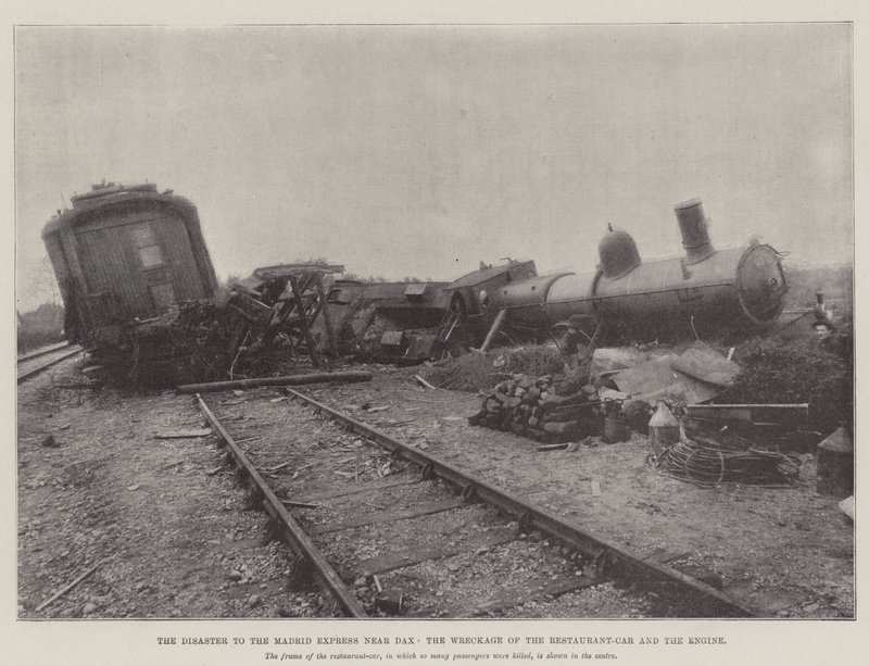 El Desastre del Expreso de Madrid cerca de Dax, los Restos del Vagón Restaurante y la Locomotora de English Photographer