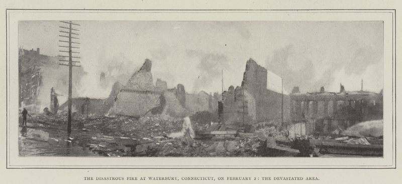 El Desastroso Incendio en Waterbury, Connecticut, el 2 de Febrero, el Área Devastada de English Photographer