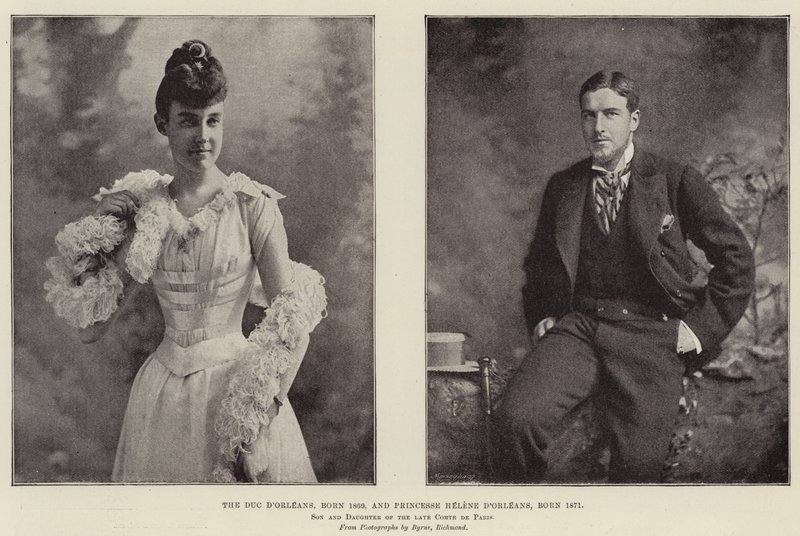 El Duque de Orleans, nacido en 1869, y la Princesa Helena de Orleans, nacida en 1871, hijo e hija del difunto Conde de París de English Photographer