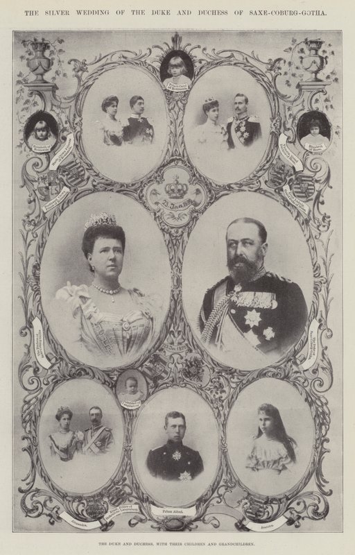 El Duque y la Duquesa de Sajonia-Coburgo-Gotha, con sus hijos y nietos de English Photographer