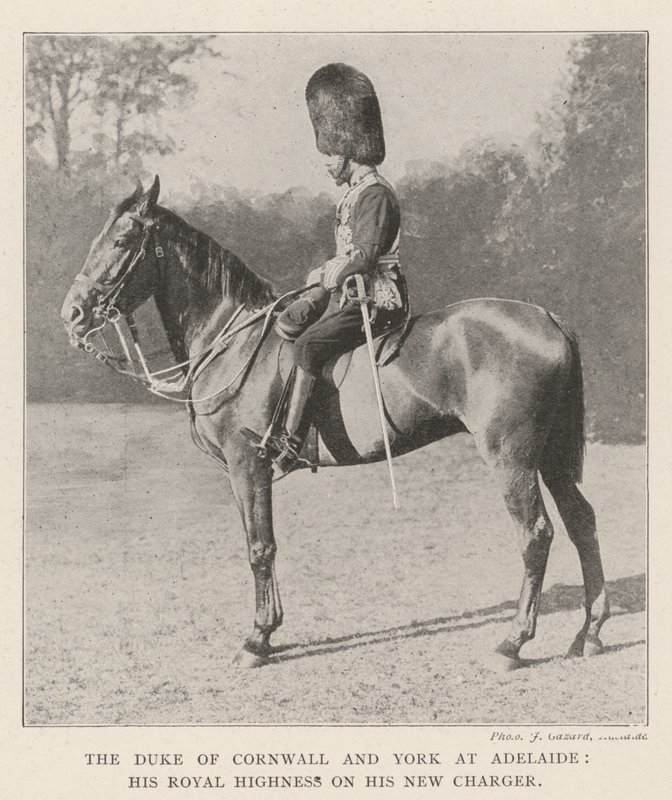 El Duque de Cornualles y York en Adelaida, Su Alteza Real en su Nuevo Caballo de English Photographer