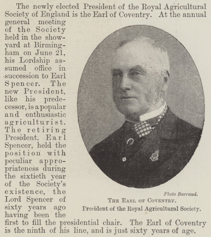 El Conde de Coventry, Presidente de la Sociedad Real de Agricultura de English Photographer