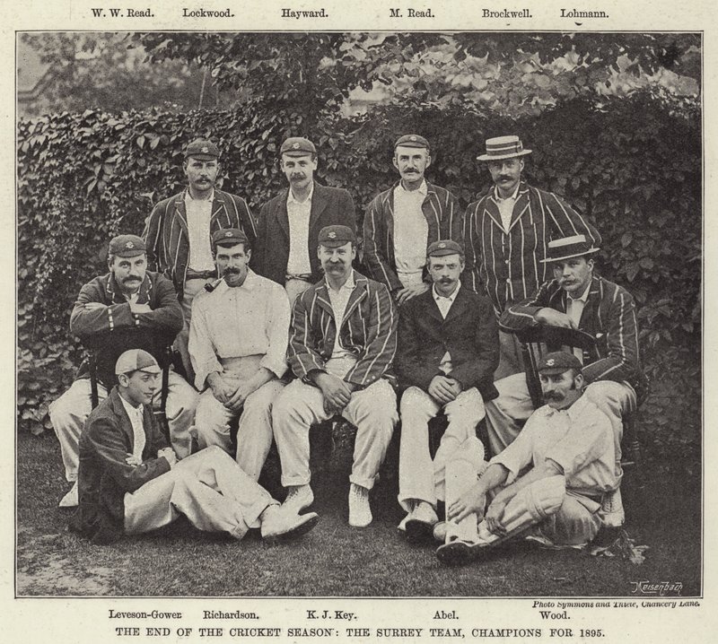 El final de la temporada de cricket, el equipo de Surrey, campeones de 1895 de English Photographer