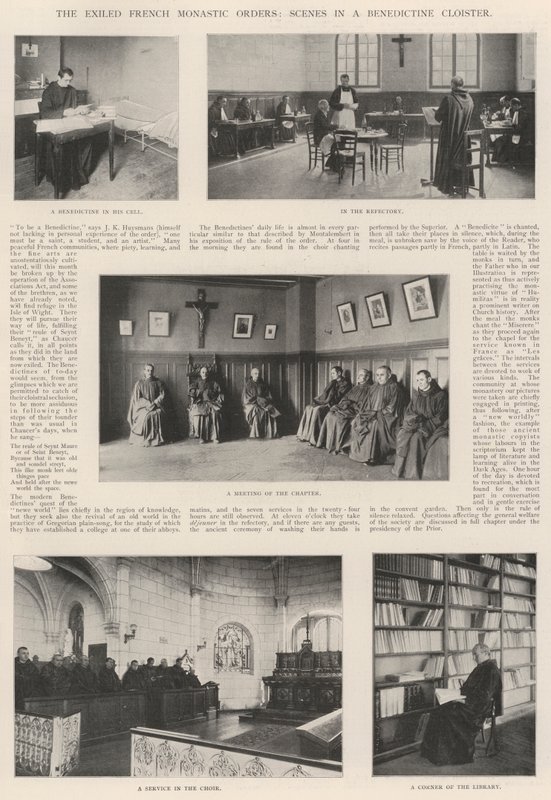 Las órdenes monásticas francesas exiliadas, escenas en un claustro benedictino de English Photographer