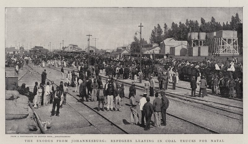 El Éxodo de Johannesburgo, Refugiados partiendo en Vagones de Carbón hacia Natal de English Photographer