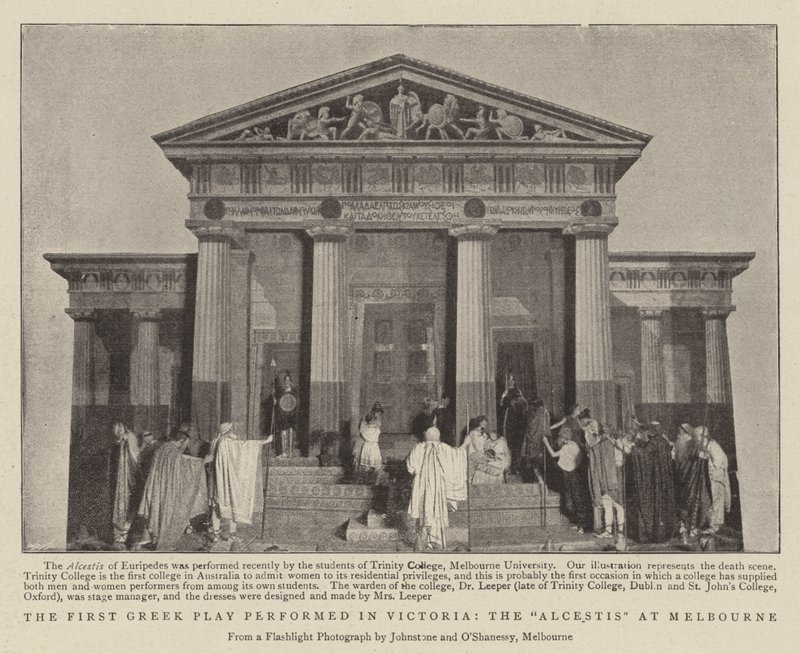 La primera obra griega representada en Victoria, la Alcestis en Melbourne de English Photographer