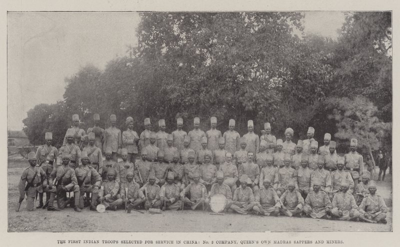Las primeras tropas indias seleccionadas para el servicio en China, Compañía No 3, Zapadores y Mineros de la Reina de Madrás de English Photographer