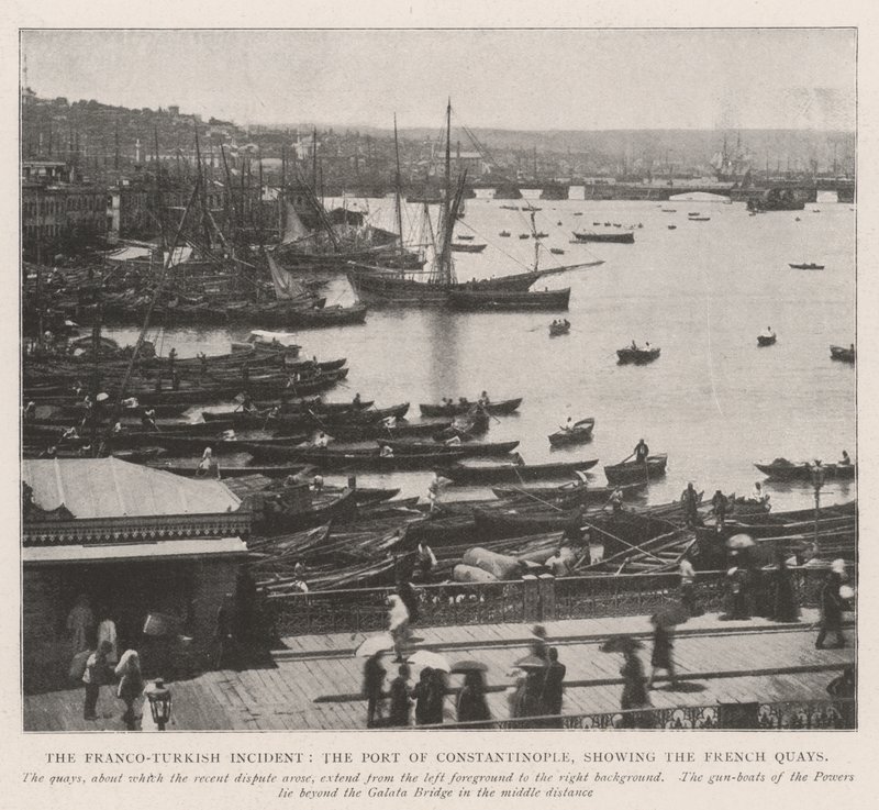 El incidente franco-turco, el puerto de Constantinopla, mostrando los muelles franceses de English Photographer