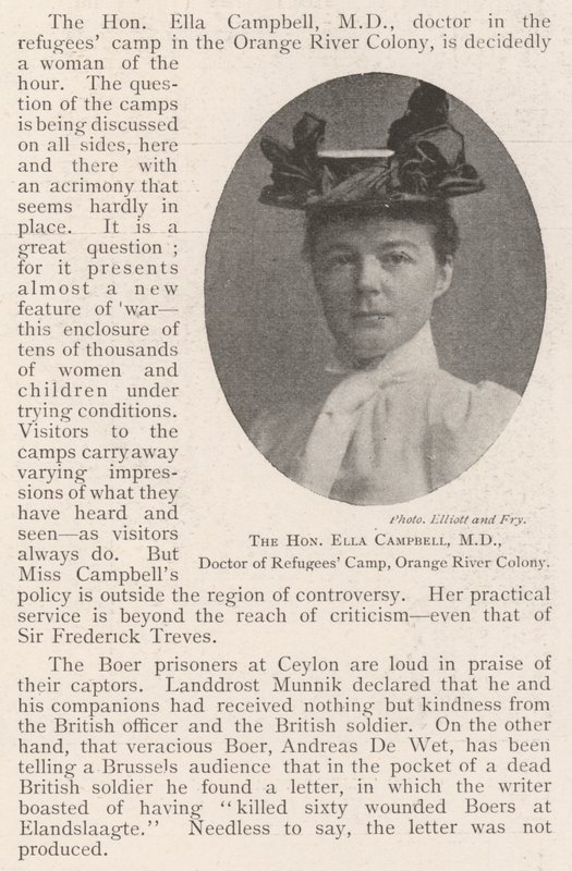La honorable Ella Campbell, MD, doctora del campamento de refugiados, Orange River Colony de English Photographer