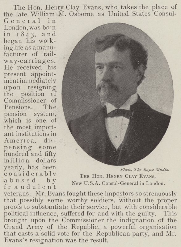 El Honorable Henry Clay Evans, Nuevo Cónsul General de EE.UU. en Londres de English Photographer