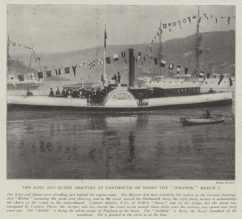 El rey y la reina llegando a Dartmouth a bordo del Dolphin, 7 de marzo de English Photographer