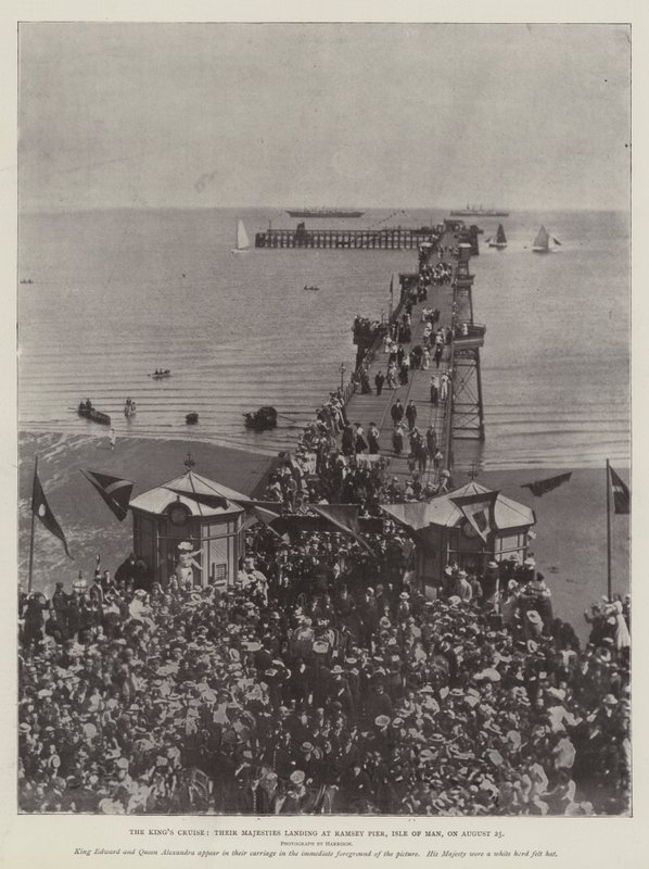 El crucero del Rey, sus majestades desembarcando en el muelle de Ramsey, Isla de Man, el 25 de agosto de English Photographer