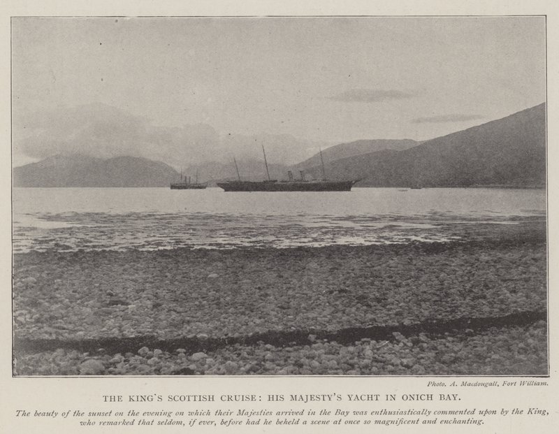 El crucero escocés del rey, el yate de Su Majestad en Onich Bay de English Photographer