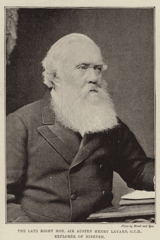 El difunto honorable Sir Austen Henry Layard, GCB, explorador de Nínive de English Photographer
