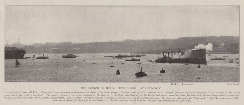 El lanzamiento del HMS Encounter en Devonport de English Photographer
