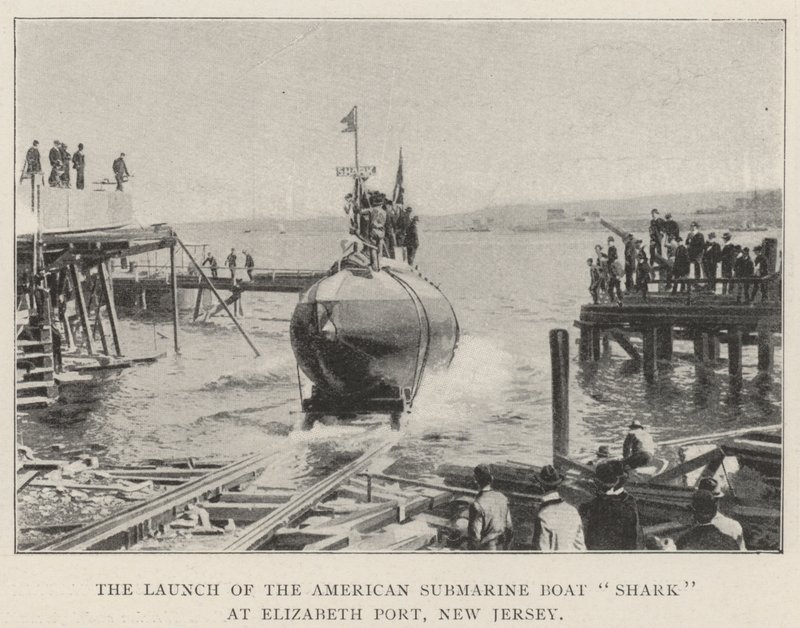 El lanzamiento del submarino americano Shark en Elizabeth Port, Nueva Jersey de English Photographer