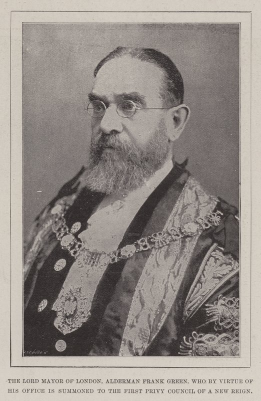El alcalde de Londres, concejal Frank Green, quien por virtud de su cargo es convocado al primer Consejo Privado de un nuevo reinado de English Photographer