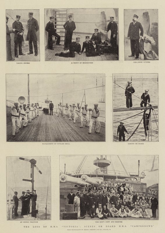 La Pérdida del HMS Victoria, Escenas a Bordo del HMS Camperdown de English Photographer