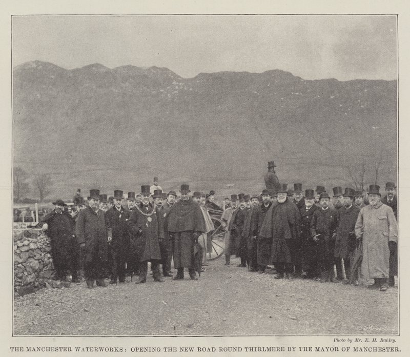 Las obras hidráulicas de Manchester, inauguración de la nueva carretera alrededor de Thirlmere por el alcalde de Manchester de English Photographer