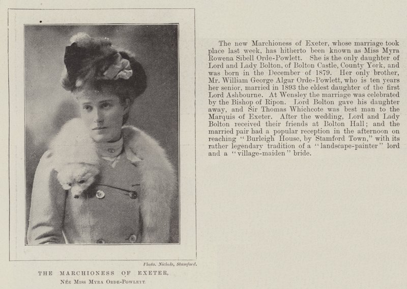 La marquesa de Exeter, nacida como Miss Myra Orde-Powlett de English Photographer
